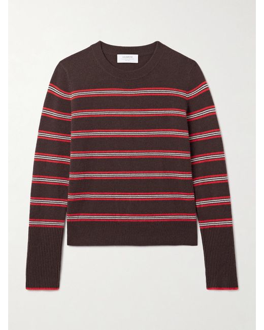 La Ligne Red Lean Lines Striped Cashmere Sweater