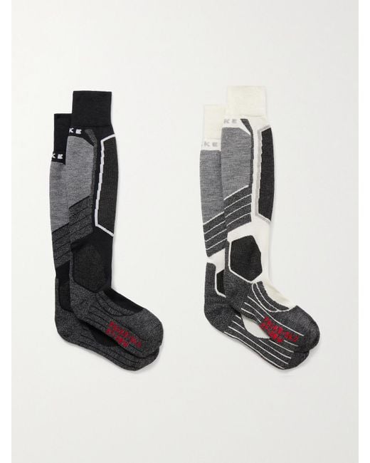 Falke Black Sk2 Set Of Two Jacquard-Knit Ski Socks