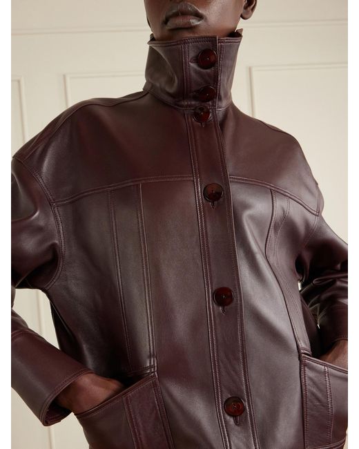 Galvan Brown Paneled Leather Jacket