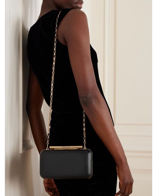Alexander McQueen Black T-Bar Clutch Aus Leder