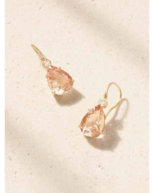 Ileana Makri Natural 14-Karat, Morganite And Diamond Earrings