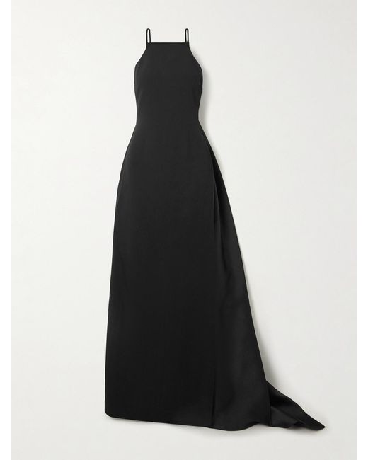 Solace London Black Ulla Crepe And Draped Twill Gown