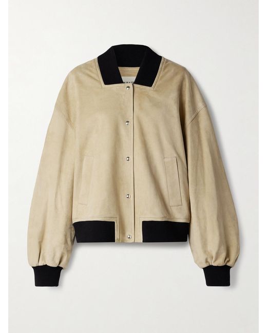 Khaite Natural Spence Suede Bomber Jacket