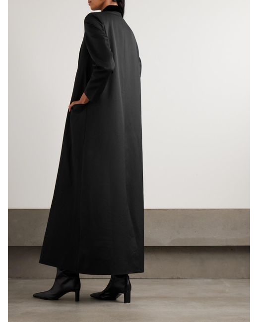 Abadia Black Joud Mantel Aus Twill Aus Einer Wollmischung Mit Samtbesatz