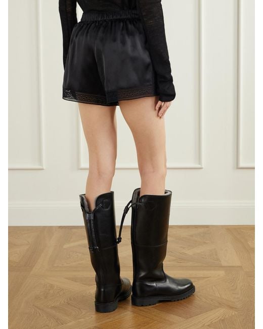 Ann Demeulemeester Black Anda Lace-Trimmed Silk-Satin Shorts