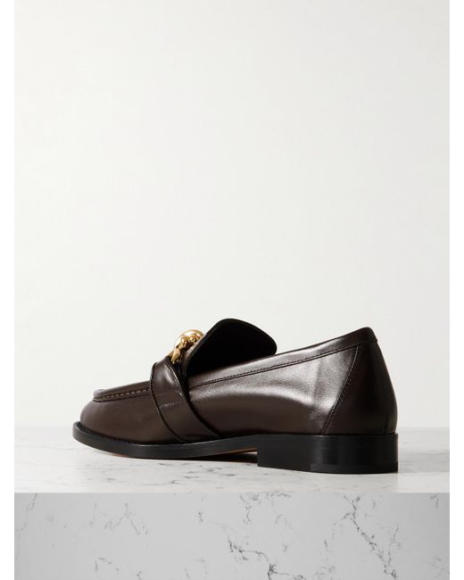 Bottega Veneta Brown Astaire Embellished Leather Loafers