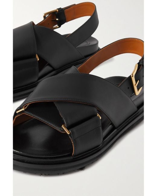 Marni Black Fussbett Leather Slingback Sandals
