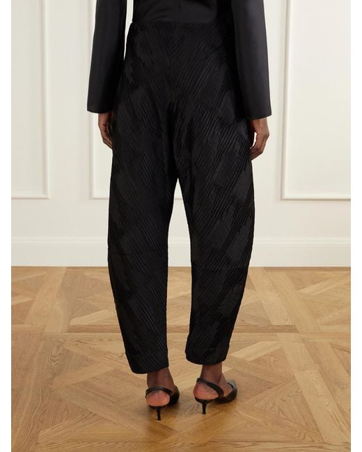 Rohe Black Plissé Satin Tapered Pants