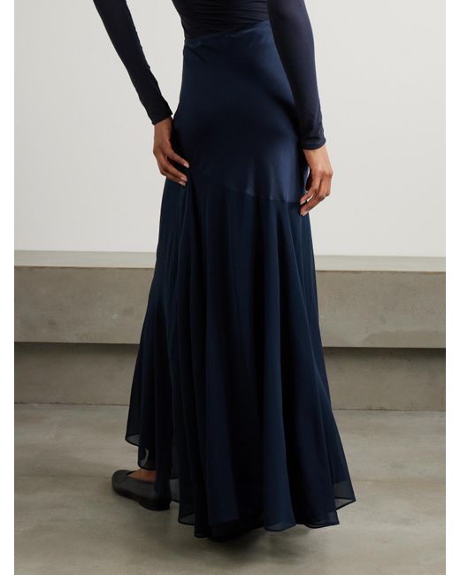 Jupe Longue Asymétrique En Satin De Soie Et En Georgette Sinead TOVE en coloris Blue