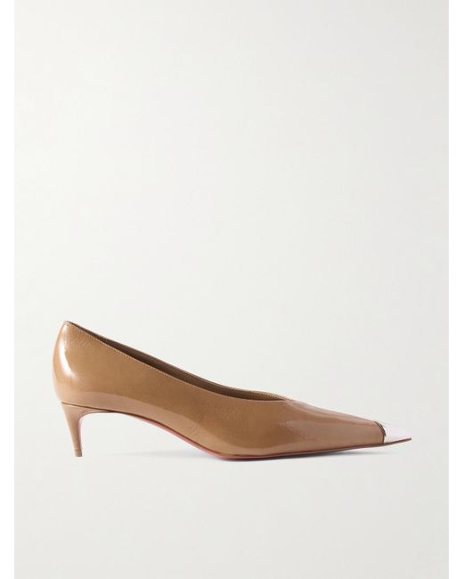 Christian Louboutin Natural Katissima 45 Embellished Patent-Leather Point-Toe Pumps