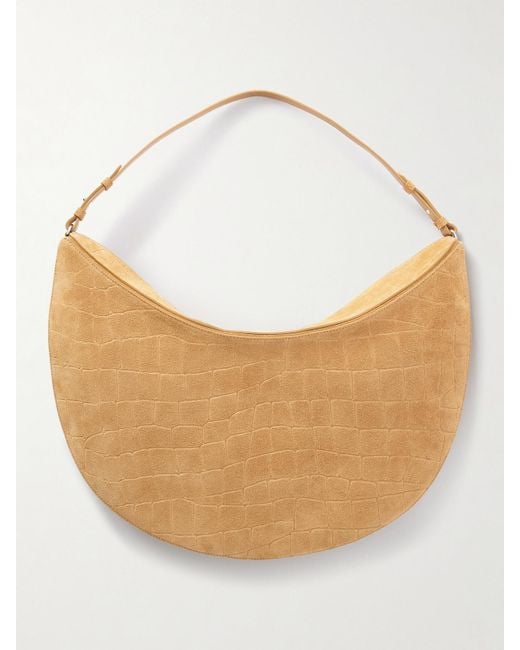 Sac Porté Épaule En Daim Effet Croco Le Calisso Rond Jacquemus en coloris White