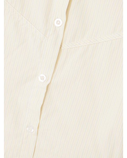 Deiji Studios Natural Cami Paneled Pintucked Striped Organic Cotton-Poplin Shirt