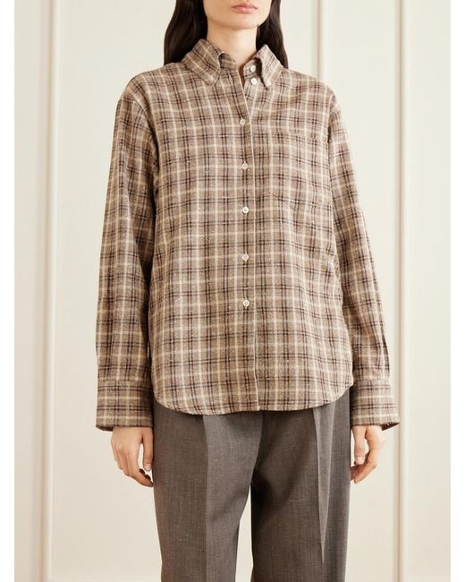 Rohe Natural Oxford Checked Cotton-Bouclé Shirt