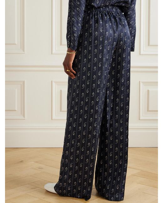 Tory Burch Blue Jacquard Wide-Leg Pants