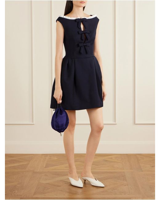 ShuShu/Tong Blue Bow Cut-Out Sleeveless Wool Mini Dress