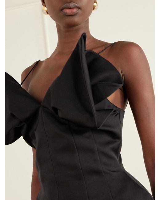 Magda Butrym Black Cotton And Silk-Blend Mini Dress