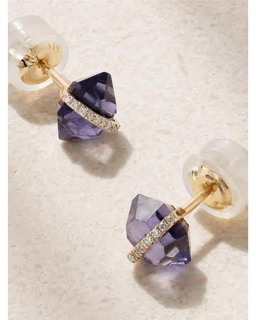 Boucles D'Oreilles En Or 14 Carats (585/1000) Recyclé, Iolite Et Diamants D'Herkimer Melissa Joy Manning en coloris Natural
