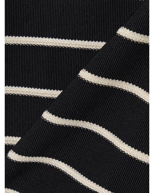 Zimmermann Black Crush Cropped Button-Embellished Striped Knitted Sweater
