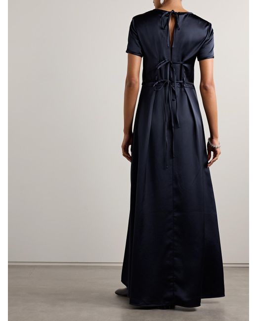Proenza Schouler Blue Delphine Tie-Detailed Satin-Twill Maxi Dress
