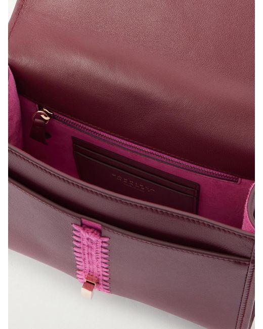 Gabriela Hearst Purple Leonora Small Crochet And Suede-Trimmed Leather Shoulder Bag