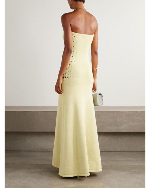 DIOTIMA White Mavis Strapless Pointelle-Knit Cotton-Blend Maxi Dress