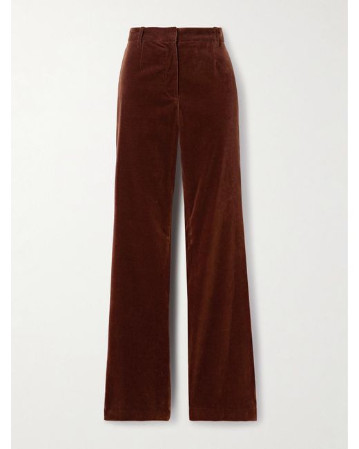 Nili Lotan Brown Corette Hose Mit Geradem Bein Aus Samt Aus Einer Baumwollmischung