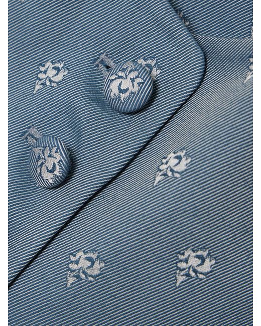LIBEROWE Blue Vania Cotton-Blend Jacquard Peplum Vest