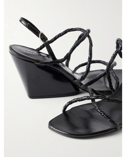 Proenza Schouler Black Twist Slant Leather Wedge Sandals