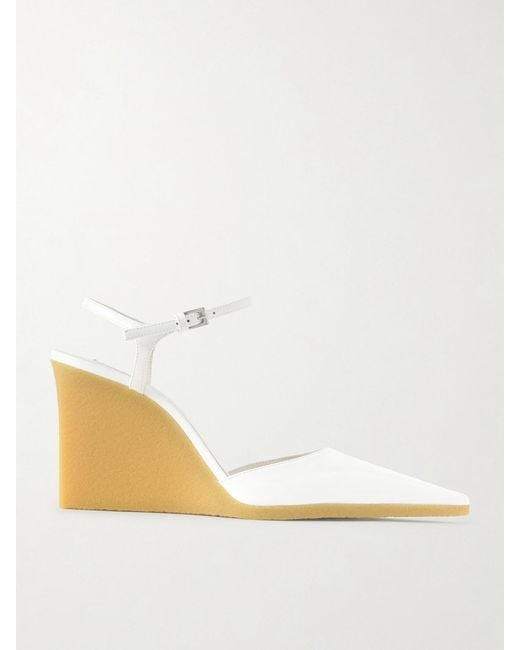 Alaïa Natural Patent-Leather Wedge Pumps