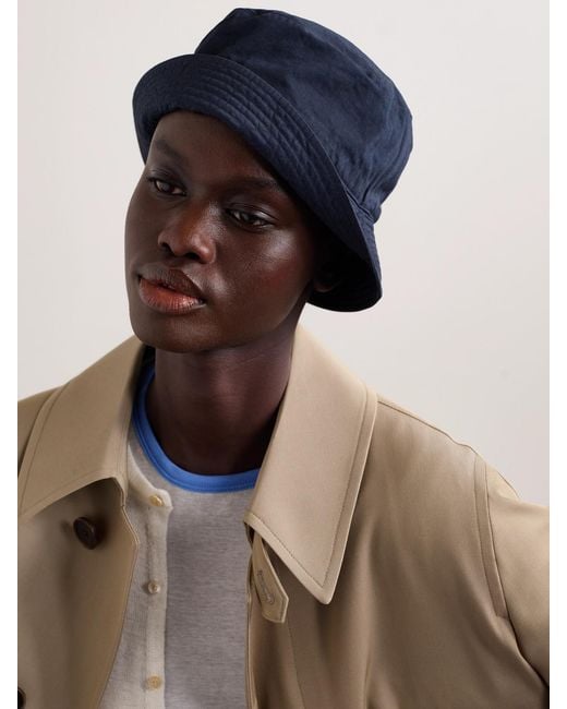 Auralee Blue Kijima Takayuki Finx Cotton-Twill Bucket Hat