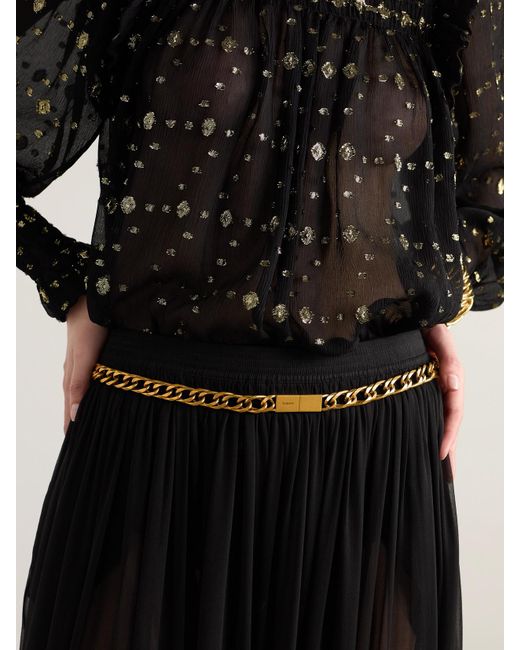 Saint Laurent White Burnished-Tone Belt