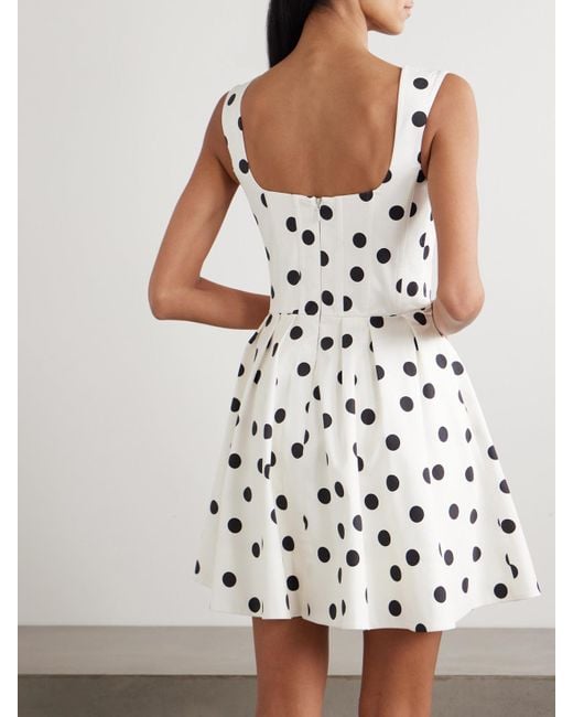 Rebecca Vallance White Maisie Pleated Polka-Dot Cotton-Blend Poplin Mini Dress