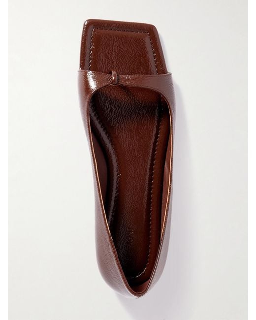 St. Agni Brown 90S Crinkled Patent-Leather Pumps