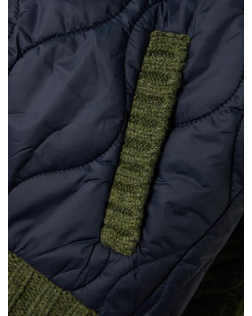 Veronica Beard Blue Patra Cable-Knit Wool-Blend And Quilted Shell Jacket
