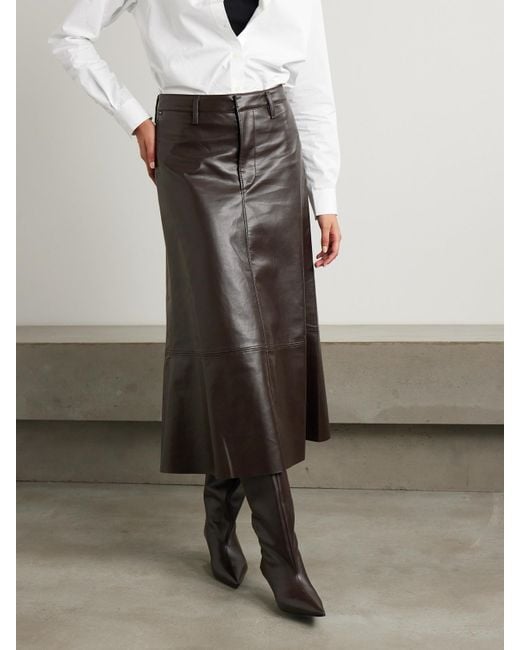 Citizens of Humanity Brown Cassia Recycled Leather-Blend Midi Skirt