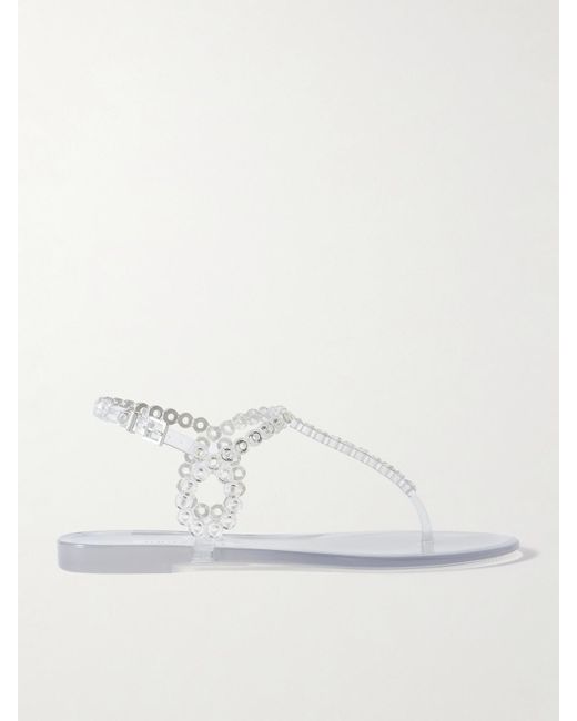 Aquazzura Natural Almost Bare Crystal-Embellished Pvc Sandals