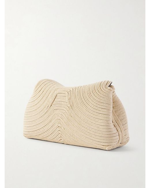 Totême  Natural T-Lock Mini Woven Clutch