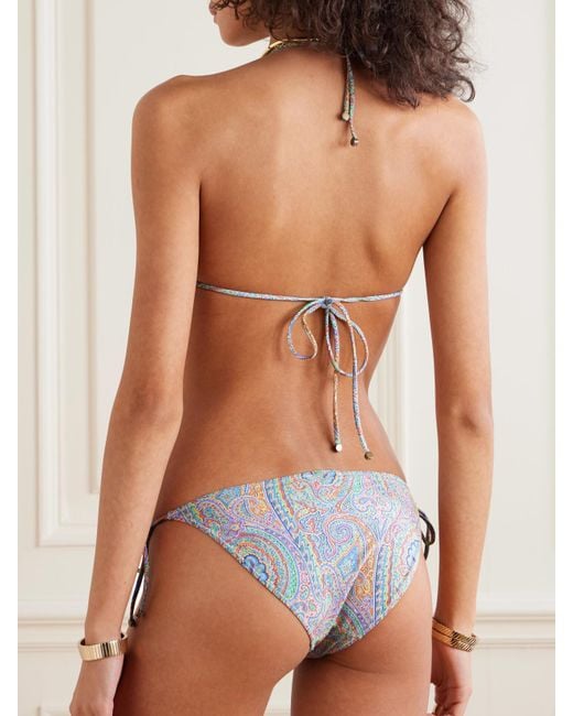 Etro Gray Paisley-Print Triangle Bikini