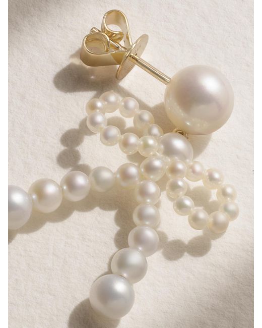 Sophie Bille Brahe Natural Bow 14-Karat Recycled Pearl Earrings
