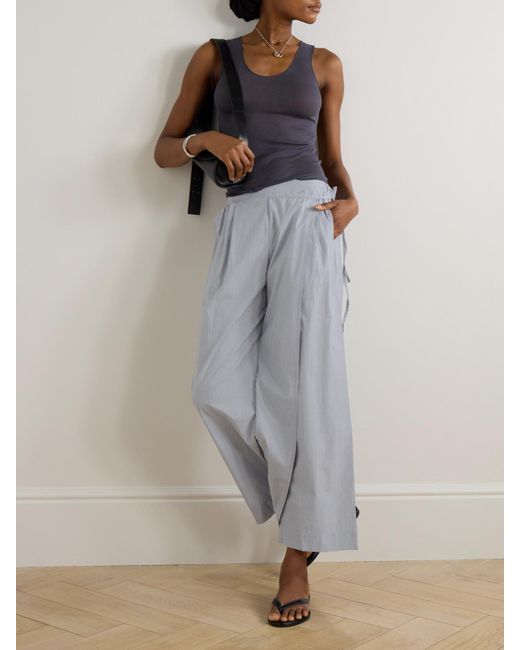 Deiji Studios Gray Hose Mit Weitem Bein Aus Gestreifter Biobaumwollpopeline