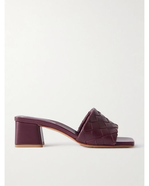 Bottega Veneta Purple Riva Intrecciato Leather Mules