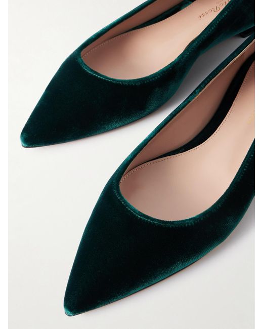 Gianvito Rossi Black Velvet Point-Toe Flats