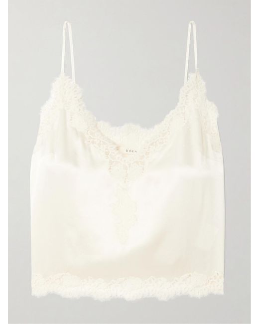 Doen Natural Kira Lace-Trimmed Silk-Satin Camisole