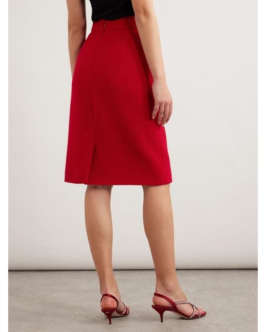 Valentino Garavani Red Wool-Blend Tweed Skirt