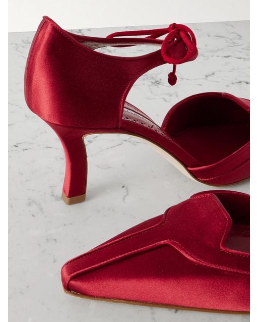 Manolo Blahnik Red Orata 70 Pumps Aus Satin