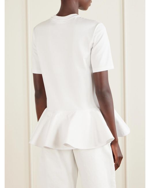 Alaïa White Peplum Cotton-Jersey T-Shirt