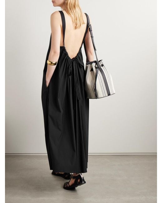 Max Mara Black Romea Open-Back Cotton-Blend Poplin Maxi Dress
