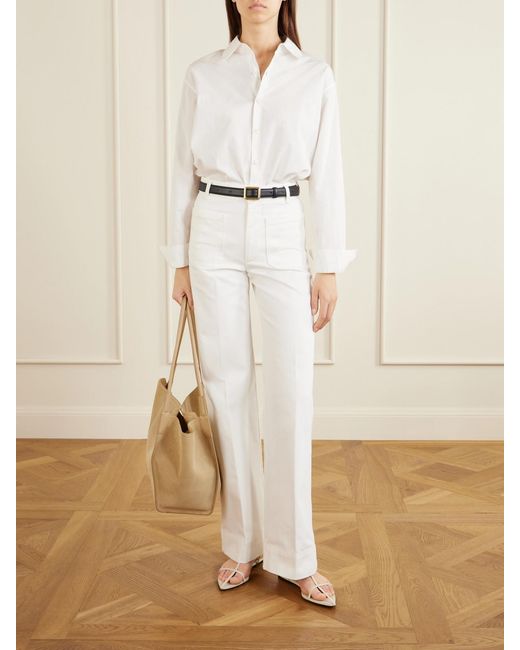 Victoria Beckham White Alina High-Rise Wide-Leg Jeans