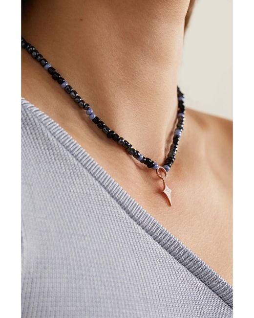 Diane Kordas Natural Kette Mit Details Aus 14 Karat Roségold, Zierperlen Und Diamanten