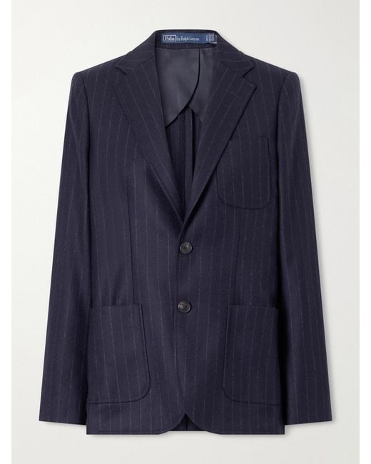Polo Ralph Lauren Blue Pinstriped Wool Blazer